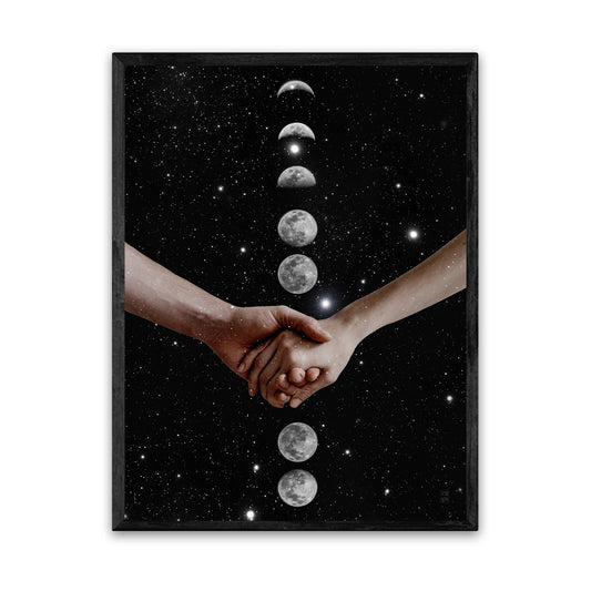 Hand & Moon 18X24 Inch Poster Print for Space Art & Moon fans, great gift for home decor and room design.