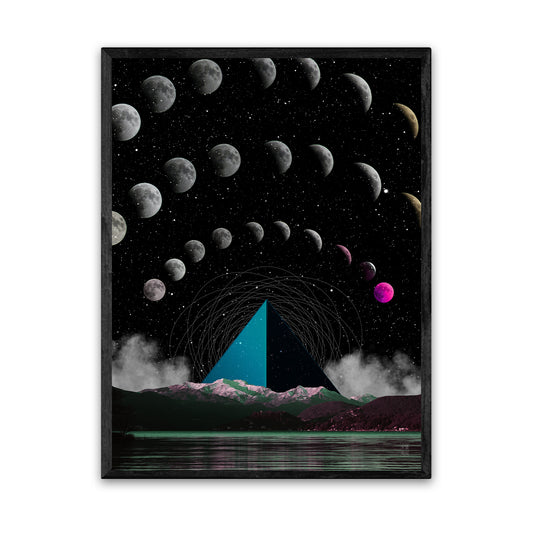 Tealscape Pyramid 18X24 Inch Poster Print for moon & pyramid fans, great gift for home decor and room design.
