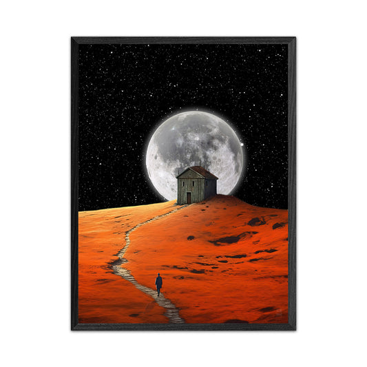 Moon House 18X24 Inch Poster Print for Surreal Art Fans, great gift for home decor and room design