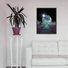 Load image into Gallery viewer, Walking to the Moon 18X24 Inch Poster Print for Sci-Fi &amp; Surreal Art Fans, for home decor and room design
