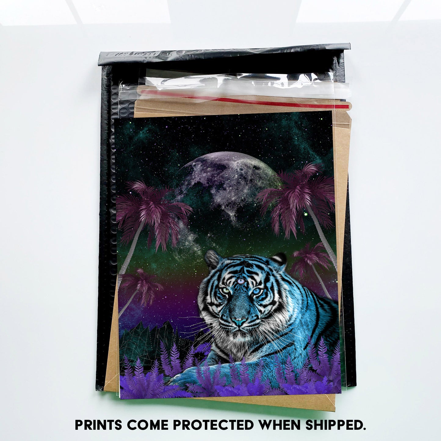 Blue Tiger Night 8.5 X 11 Inch Print for Sci-Fi & Surreal Art Fans, great gift for home decor and room design