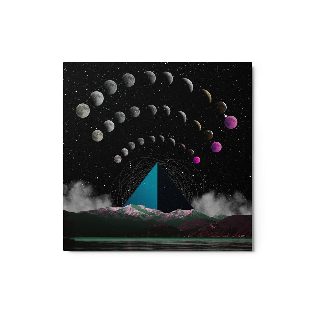 Tealscape Pyramid 12X12 Inch Metal Print for moon & pyramid fans, home decor and room design, free shipping in US.