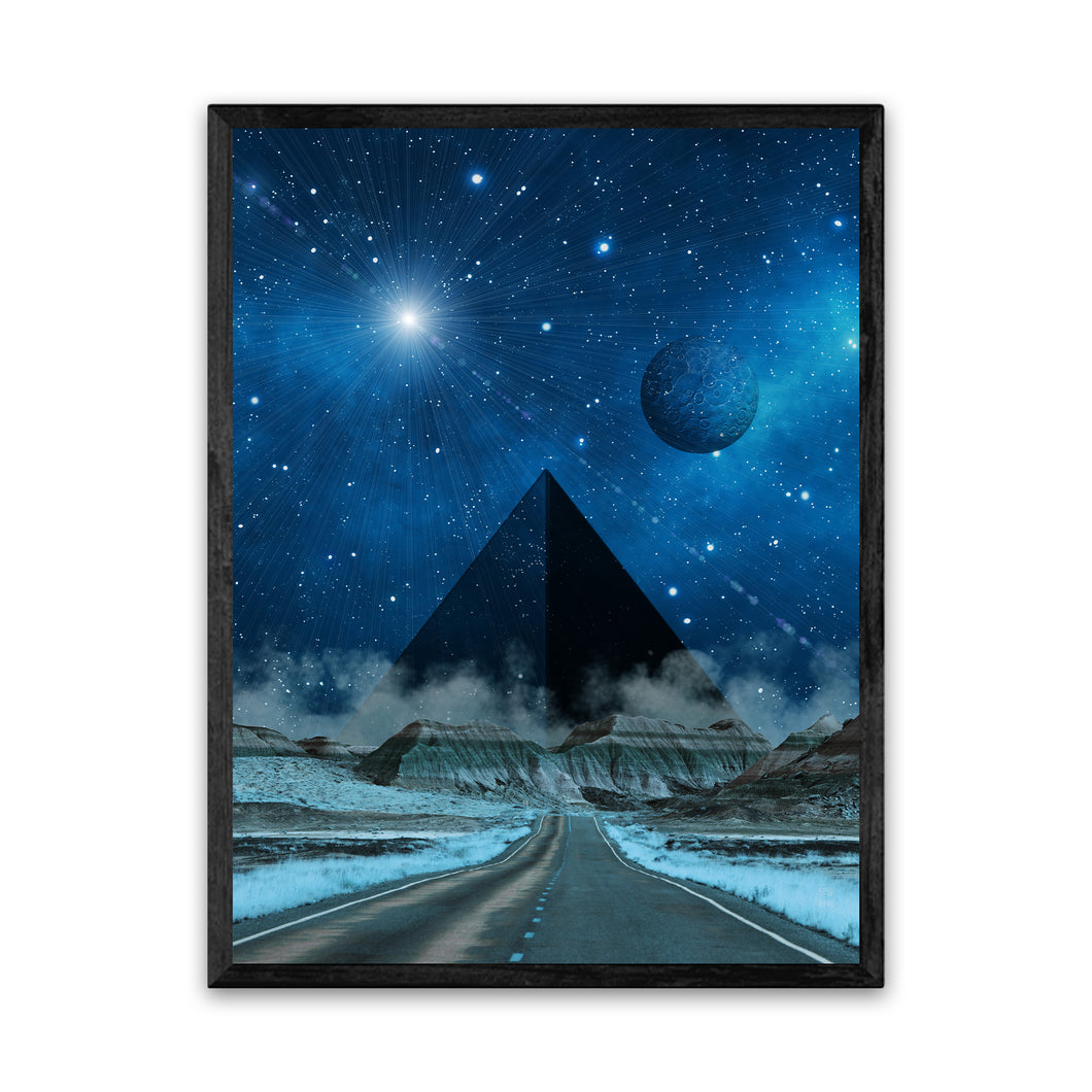 Black Pyramid Road 18X24 Inch Poster Print for Sci-Fi & Pyramid Art Fans, great gift for home decor and room design