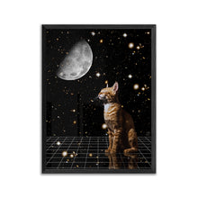 Load image into Gallery viewer, Meditation Cat 18X24 Inch Print for surreal and collage art fans, great for unique home decor, cat fans and moon lovers
