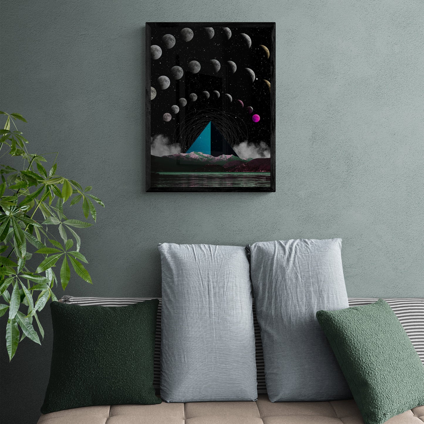 Tealscape Pyramid 18X24 Inch Poster Print for moon & pyramid fans, great gift for home decor and room design.
