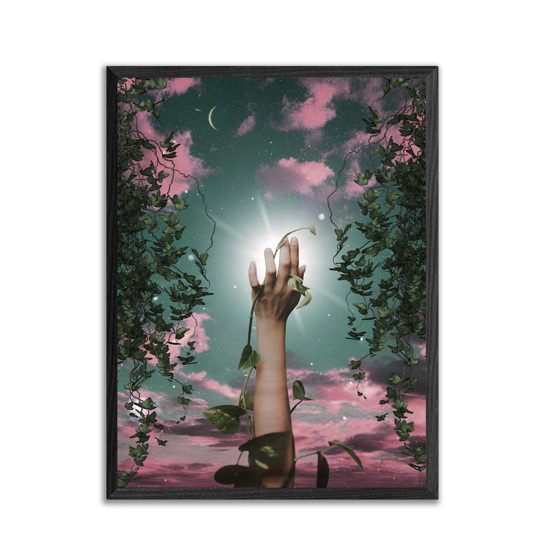 Growing UP 18X24 Poster Print for Surreal & plant art fans, unique wall art decor gift for ufo space fan