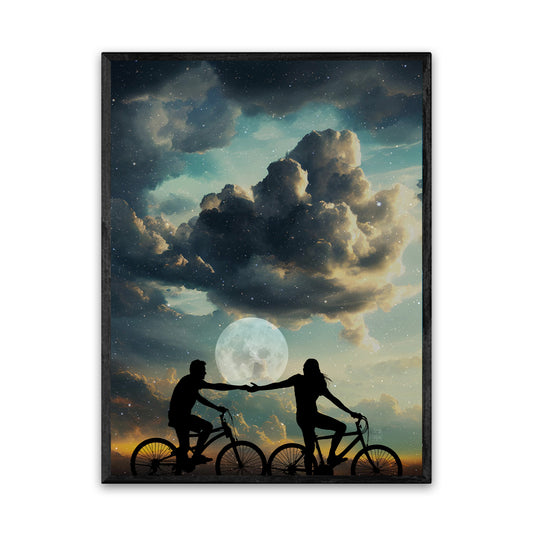 Moon Lovers Ride 18X24 Inch Poster Print for Space Art & Moon fans, great gift for home decor and room design.
